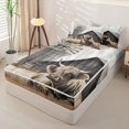 thumbnail image 2 of Erosebridal Vintage Farm Highland Cow Pattern Zipper Queen Comforter Set with Fitted Sheet and 2 Pillowcases,Rustic Windmill Print Zipper Bedding Set,Beige Taupe White,Grey Reversible, 2 of 6