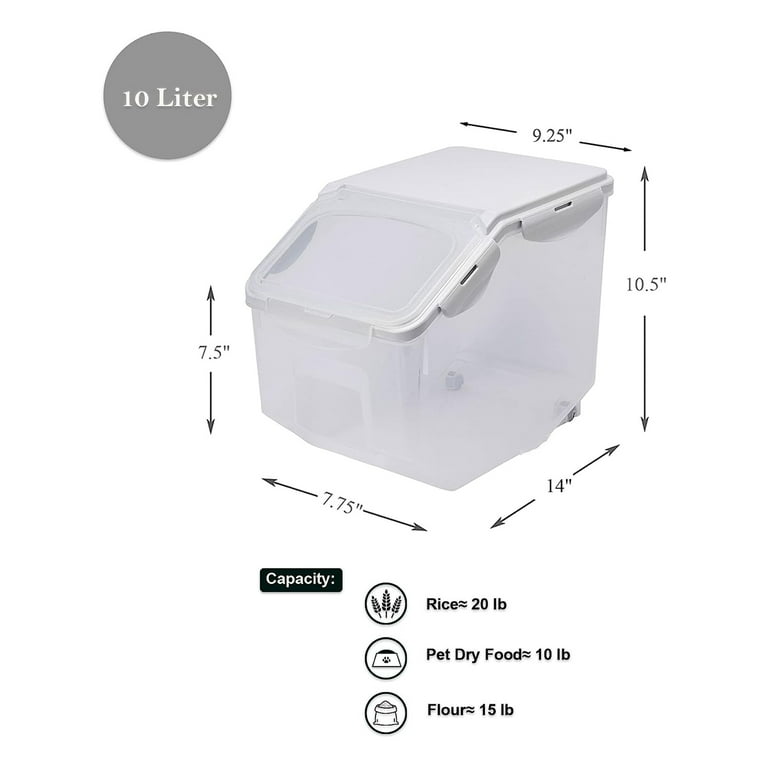 Rice Storage Container, 10 lb Dog Food Storage with Measuring Cup