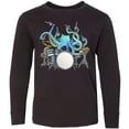 thumbnail image 3 of Inktastic Cute Blue Octopus Drumming Long Sleeve Youth T-Shirt, 3 of 5