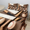 thumbnail image 2 of Ambesonne Baseball Fitted & Top Sheet Set with Shams, Rustic Style Sports Themed, Brown and Pale Brown, 2 of 8