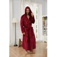 thumbnail image 4 of U2SKIIN Mens Robe with Hood,Full Length Plush Robe for Men Fleece Bathrobe（Burgundy, Large-X-Large）, 4 of 5