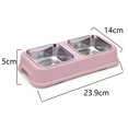 thumbnail image 2 of Food & Water Double Feeder - Medium Pets No Spill Non Skid Silicone Mat & Stainless Steel Bowls PINK, 2 of 5