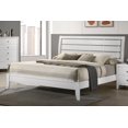 thumbnail image 2 of King Size White Panel Bed Frame with Geometric Design &amp; Curved Headboard - Solid Wood, Modern Bedroom Furniture - 80.2"x86.8"x50.4"H, Easy Assembly, 2 of 5
