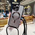 thumbnail image 1 of Crossbody Lanyard Gradient Glitter Magnetic Case For iPhone 15 14 13 12 11 Pro Max Plus For Magsafe Plating Soft TPU Back Cover, 1 of 7