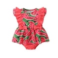 thumbnail image 1 of EYIIYE Enfants Bambin Fille Robe Romper 3M 6M 9M 12M 18M Bébé une Seule Pièce Combinaisons Volant Bodys Sans Manches Pastèque Impression Col Rond Playsuiion Vêtements d'Été Mignons pour Tous les Jours Occasionnels, 1 of 7