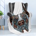 thumbnail image 4 of Dog Lover Soft Flannel Fleece Throw Blanket, Floral Zentangle Inspired Ornamental Illustration of Abstract Dog Head, Cozy Plush for Indoor and Outdoor Use, 50" x 70", Multicolor, by Ambesonne, 4 of 5