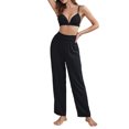 thumbnail image 4 of Mialoley Ensemble de Pyjama 3 Pcs pour Femmes, Chemise à Manches Courtes Classique + Pantalon + Soutien-Gorge Léger Tenue de Nuit, 4 of 9