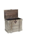 thumbnail image 3 of Household Essentials Antiqued Decorative Trunk, Small, Chinese Fir Panel and MDF, Smooth Backing and Metal Hinge Accent, Flat Top and Stay-Open Lid, 3 of 3