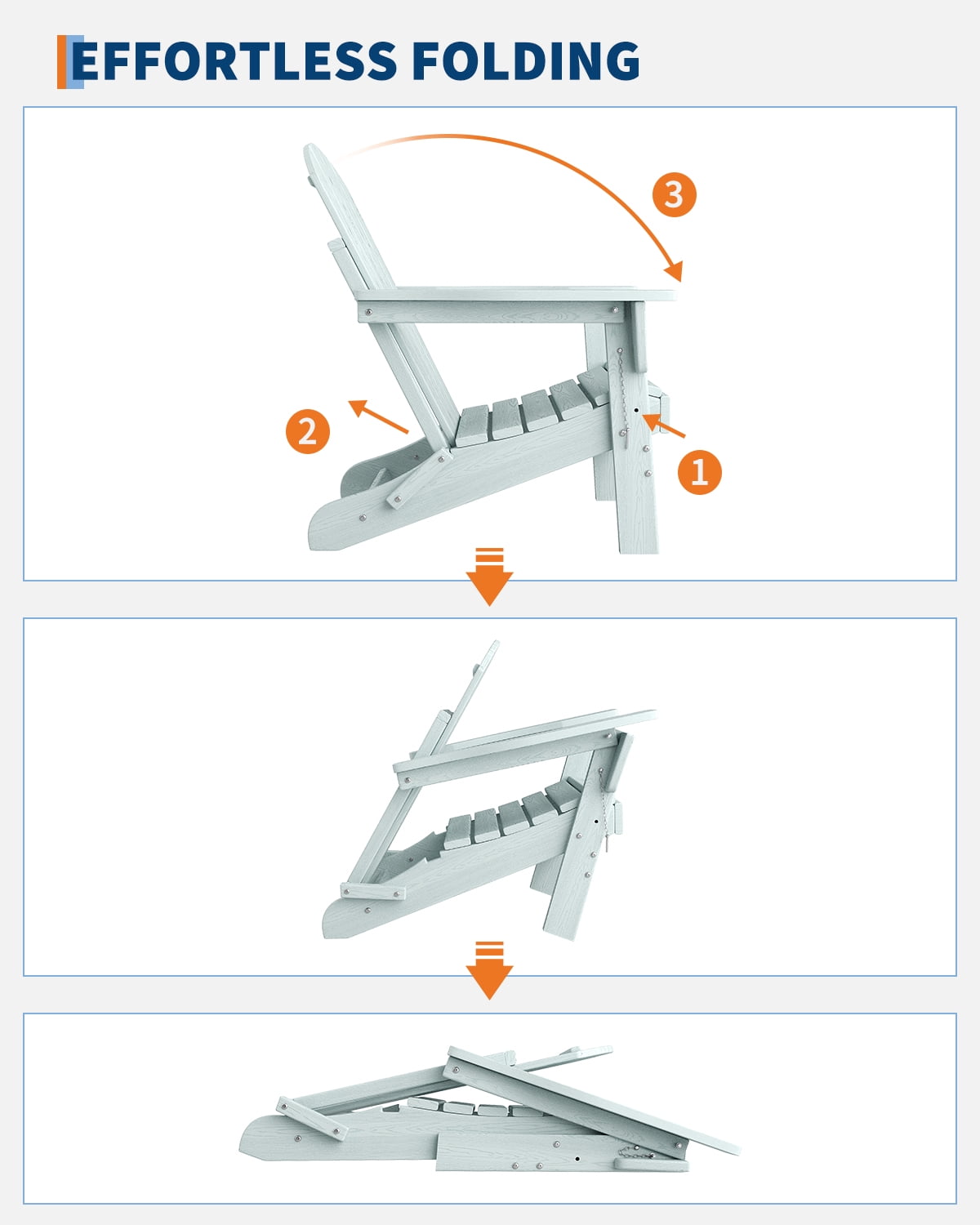 Adirondack Chair Folding, HDPE Outdoor Patio Chair with Cup Holder, All-Weather Deck Chair, Heavy Duty 380 lbs Capacity for Backyard, Fire Pit, Poolside Seating