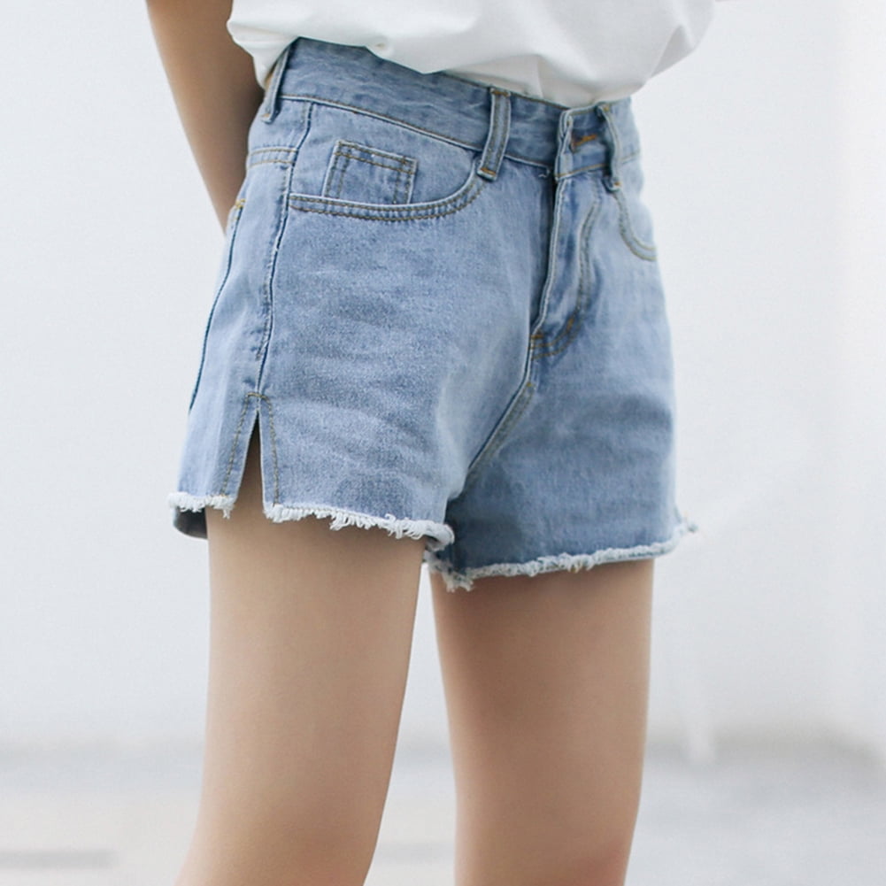 jean shorts with side slits