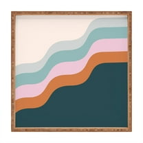 Society6 June Journal Abstract Diagonal Waves in Teal 16" x 16" Square Large Bamboo Tray