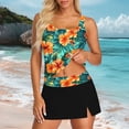 thumbnail image 2 of FDGIU ‌Women's Tummy Control Tankini Bathing Suit Two Piece Ruched Swimwear Floral Print Swimdress with Skirt Modest Coverage for Summer Beach Pool, 2 of 5