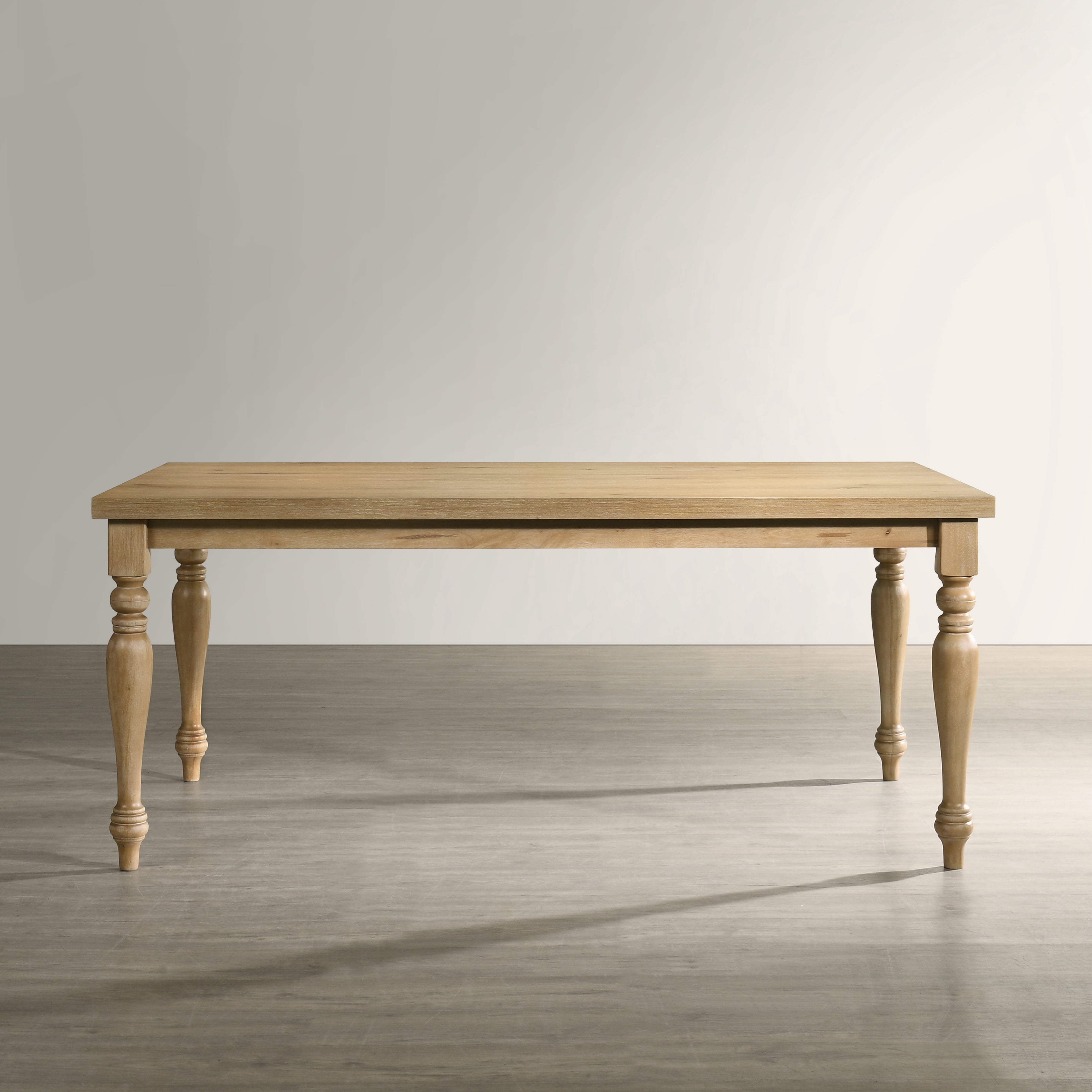 Roundhill Furniture Verta Solid Wood Leg Dining Table with Oak Veneer Top and Turned Legs