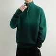 thumbnail image 2 of Iugvhana Mens Quarter Zip Pullover Sweater Trendy Gradient Turtleneck Long Sleeve Loose Knitted Sweaters Tops Green XL, 2 of 4