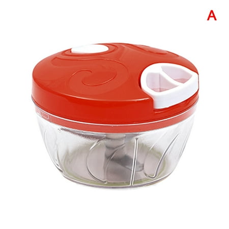 

VeliToy 500/900ml Portable Manual Food Chopper Fruit Vegetable Shredder Slicer Mixer Blender Meats Grinder Household(Red A)