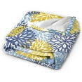 thumbnail image 2 of Blue Yellow Navy Chrysanthemum Flowers Fleece Throw Blanket Ultra Soft Cozy Decorative Flannel Blanket All Season for Home Bed Couch Chair Travel 80x60in, 2 of 6