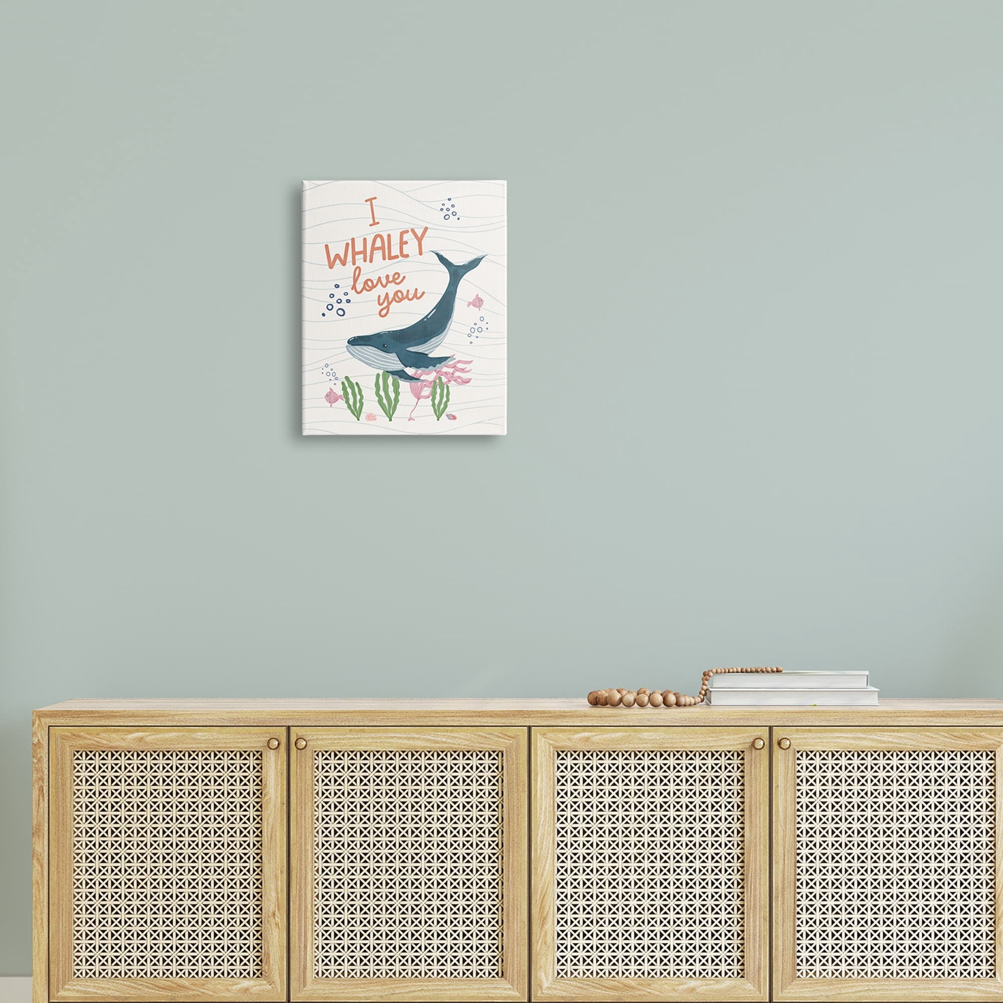 Stupell Industries Whaley Love You Typography Quirky Ocean Whale , 16 x 20, Design by Nina Blue