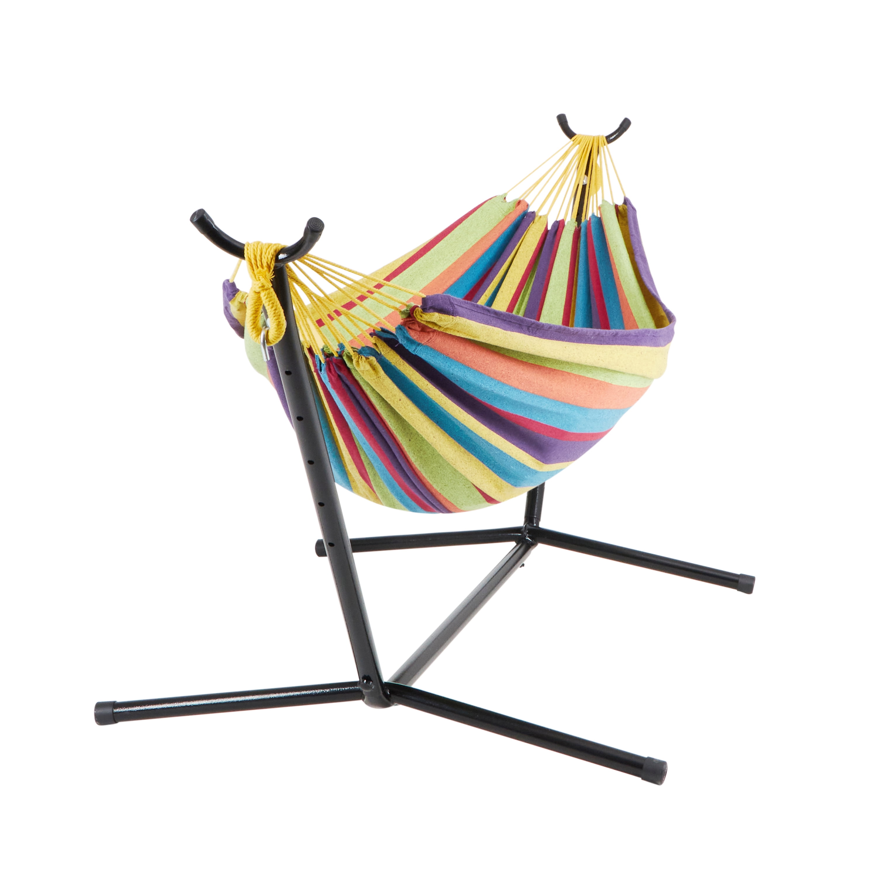 Bliss Hammocks Double Hammock w/ Space Saving 9ft. Stand & Premium Carry Bag - Candy Stripe, 78" L x 60" W