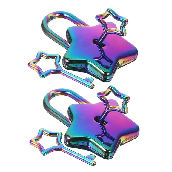 Masteelf 2 Pcs Star Shaped Padlocks Small Padlock With Keys Metal Decorative Locks For Jewelry Box Storage Box Diary Handbag Backpacks
