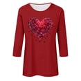 thumbnail image 4 of Jienlioq Chandail en Molleton de la Saint-Valentin pour Femmes Imprimé Décontracté Col Rond Manches 3/4 Rouge G, 4 of 4