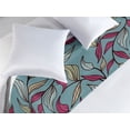 thumbnail image 2 of Leaf Print Bed Runner, Geometric Inspired Striped Leaves Pattern Bohemian Forest Pattern, Decorative Accent Bedding Scarf for Hotels Homes & Guest Rooms, King, Cadet Blue and Cream, by Ambesonne, 2 of 3
