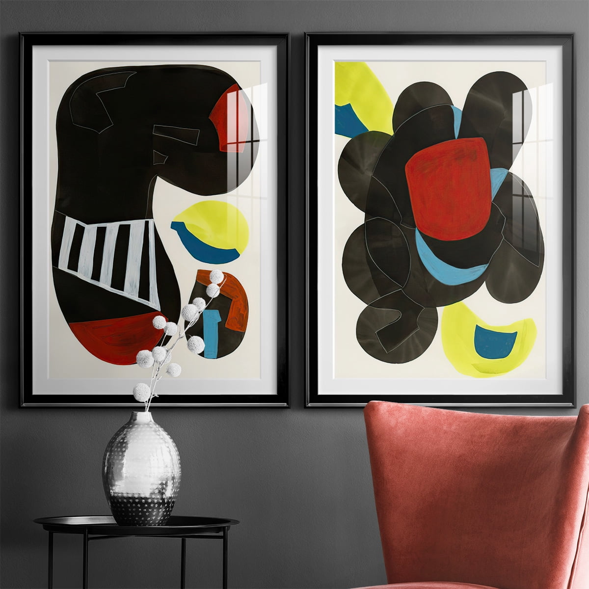 Wexford Home Barcelona I Premium Framed Print, 30.5" x 42.5" - Ready to Hang, Black (Set of 2)