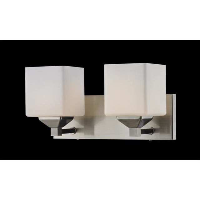 Z Lite 2104-2V Quube 2 Light Vanity - Brushed Nickel-Matte Opal