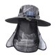 thumbnail image 2 of Sombrero solar de ventilador solar al aire libre, tapa de pesca de protección solar de borde anchos impermeables con colgajo de tapa del cuello de la Gris, 2 of 8
