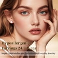 thumbnail image 5 of Pearl Earrings for Women, Hypoallergenic Titanium Pearl Stud Earrings for Sensitive Ear, Elegant Jewelry Gift  for Birthday Anniversary Wedding Daily Wear, 5 of 12