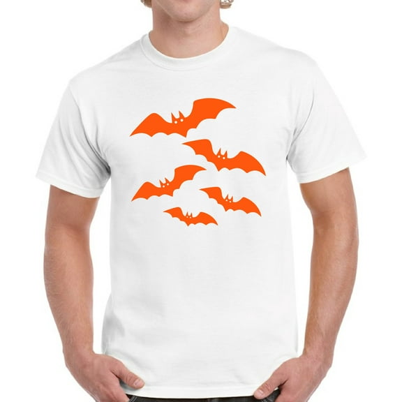 Orange Bats Top Halloween Gift Shirt for Men - S M L XL 2XL 3XL 4XL 5XL Happy Halloween Graphic Tee - Funny Scary Holiday Tee T-Shirt Mens