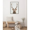 thumbnail image 5 of Kate and Laurel Sylvie The Red Deer Color Framed Canvas Wall Art by Simon Te of Tai Prints, 23x33 Gray, Rustic Forest Animal Deer Portrait Art, 5 of 6