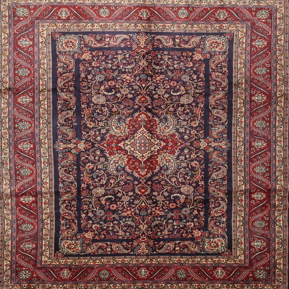 Ahgly Company Machine Washable Indoor Square Traditional Orange Salmon Pink Area Rugs, 5' Square