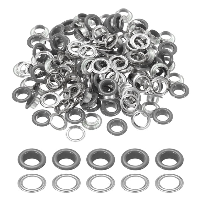 Uxcell 110 Pcs Ojetes con arandelas Kit de ojetes 5/16" Gris