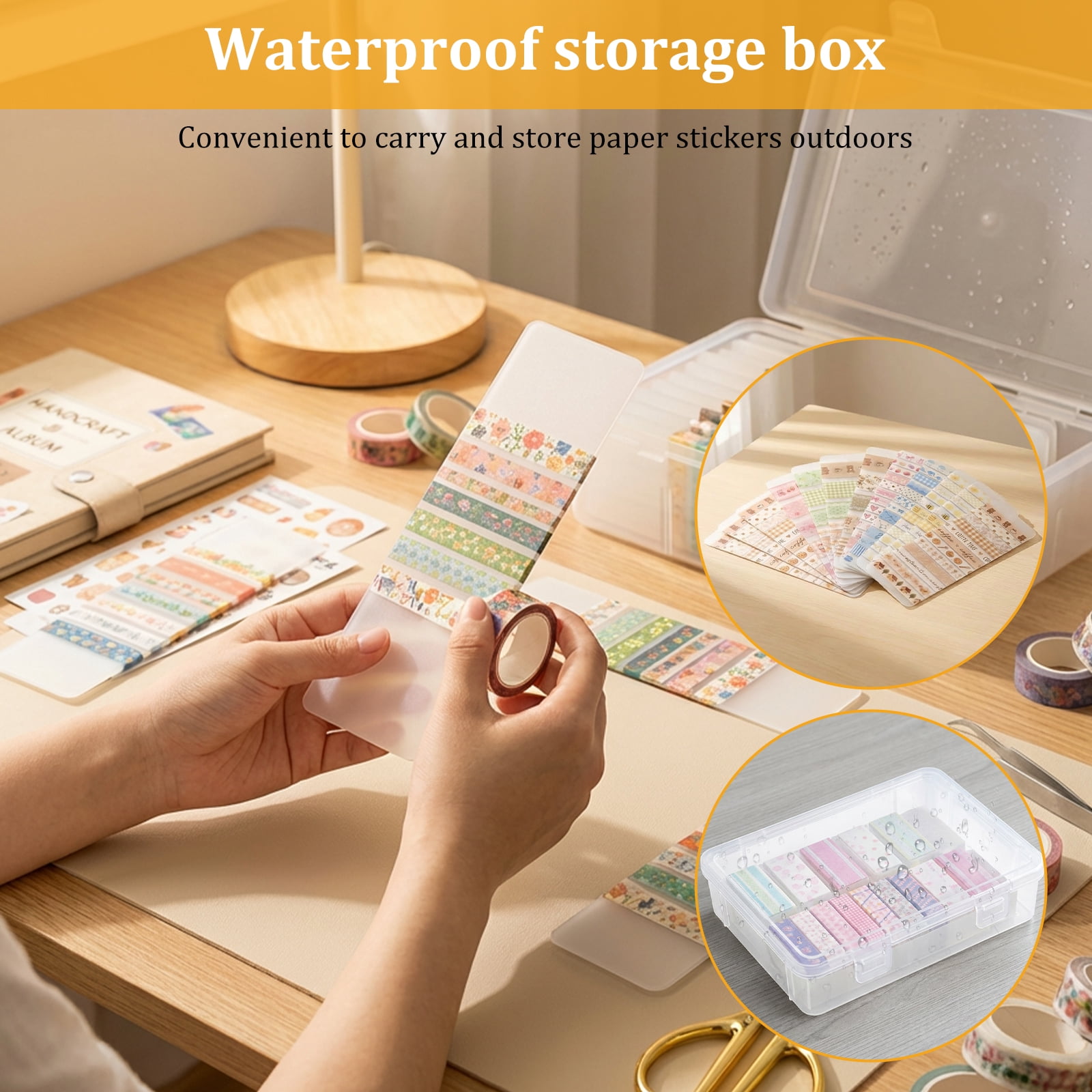 100 Pcs Washi Tape Cards Organizer with Storage Box –Portable Washi Tape Holder & Display Board for Scrapbooking, Journaling, DIY Crafts, Travel (Mixed-Color)