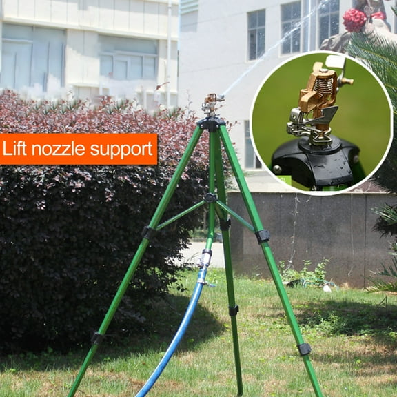 Heavy Duty Tripod Sprinkler, 360° Adjustable Impact Sprinkler for Yard with Brass Head & Extension Legs, Large Area Lawn & Garden Water Sprinkler, 3/4 Inch Connector