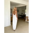 thumbnail image 3 of White Womens Backless Spaghetti Strap Maxi Dress, Loose Sleeveless Empire Waist Summer Dress, 3 of 6