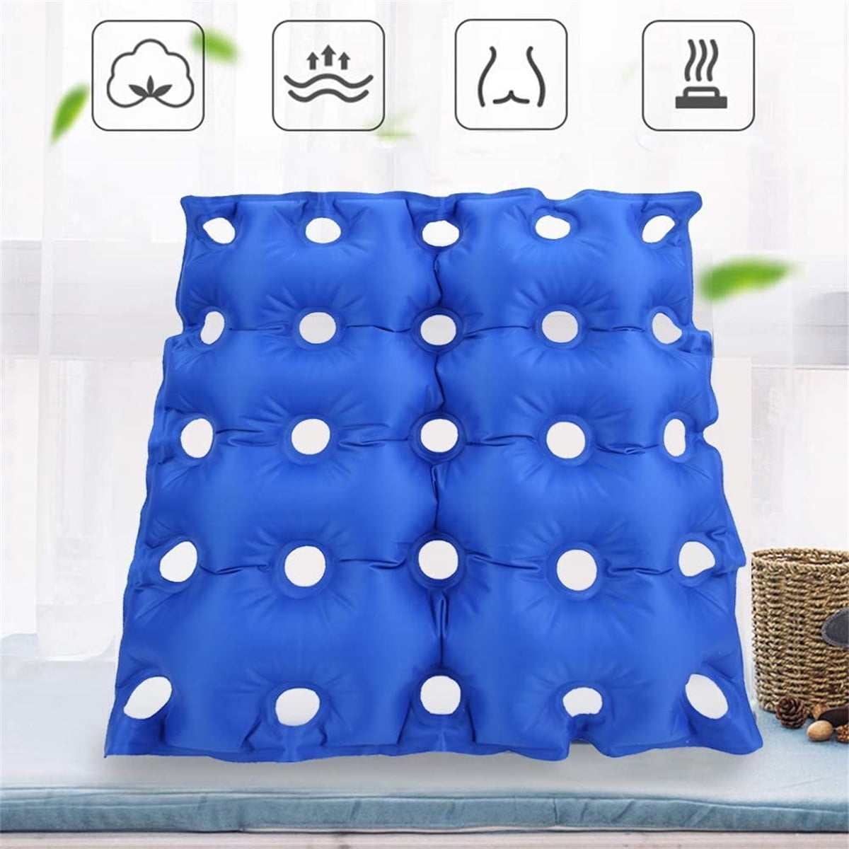 17.7 in Inflatable Seat Cushion by Happon - Blue Travel Seat Pad for  Airplane, Car, Office, Wheelchair - Adjustable Pressure Pillow for Sitting  Pain