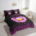 thumbnail image 3 of jejeloiu Cartoon Baseball Pattern 7pcs Bedding Comforter Set,Pink Glitter Stars Print Queen Bedding Sets For Girls Kids Reversible, 3 of 8