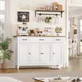thumbnail image 6 of Hiphuta 55"Wide Buffet Cabinet with 2 Adjustable Shelves, Modern Farmhouse Coffee Bar with 3 Drawers and Sturdy Base for Living Room, White, 6 of 9