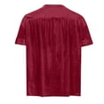 thumbnail image 6 of Ashosteey Women's Velvet T-Shirt V Neck Short Sleeve Tee Vintage Solid Roll-Up Sleeve Tops Dressy Casual Buttons Tunics Clothes, 6 of 6