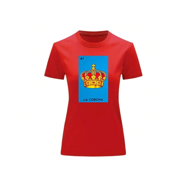 Playera Unisex De La Corona De La Loteria Mexicana Color Rojo Talla Grande Marca Emil SaEs
