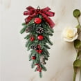 thumbnail image 6 of ​​GiLiling Teardrop Christmas Wreath with Bow and Berry Accents​​ | Artificial Garland with Nut Branches for Xmas Front Door and Wall Decorations with Traditional Holiday Charm, 6 of 9