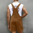 thumbnail image 5 of BXINGOHAI Mens Casual Bib Overall Shorts Lightweight Loose Fit Denim Jumpersuit Walkshort Pockets Rompers Coffee,M, 5 of 6