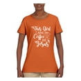 thumbnail image 2 of Wild Bobby This Girl Runs On Coffee And Jesus Inspirational/Christian Women Graphic Tee, Orange, X-Large, 2 of 5