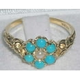 thumbnail image 4 of LBG 14k Yellow Gold Cultured Pearl and Turquoise Womens Band Ring - Size 12, 4 of 4