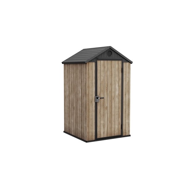 Keter Darwin 4x4 ft. Outdoor Storage Shed, Weatherproof Lockable Design, Ashwood