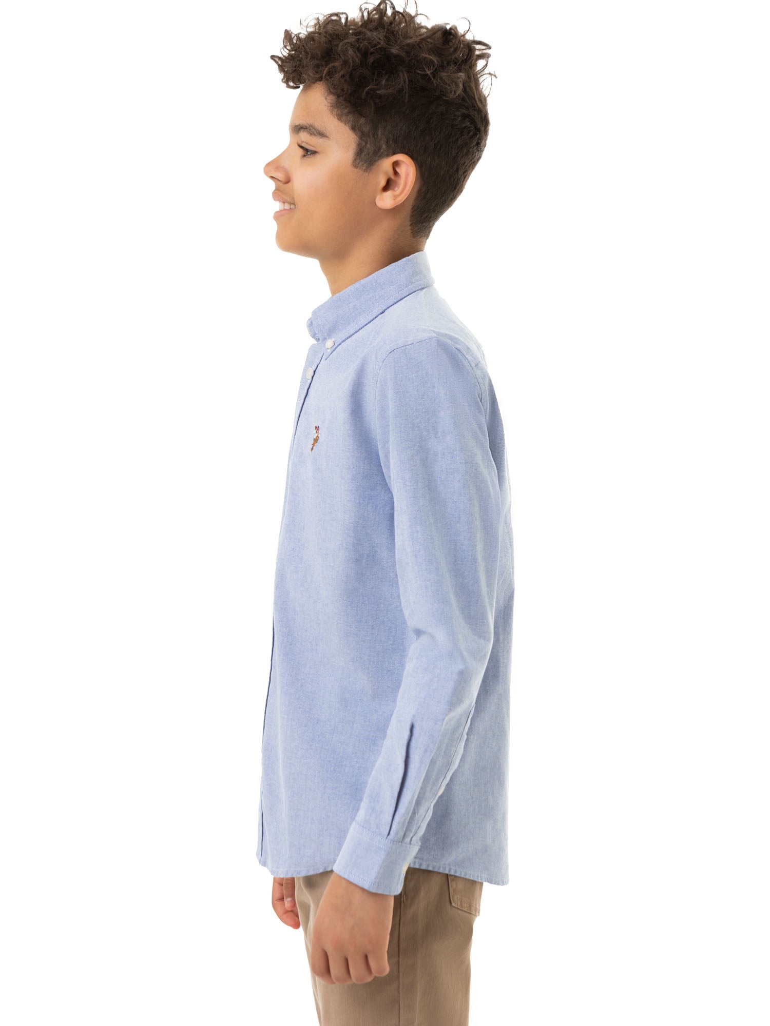 U.S. Polo Assn. Boys Long Sleeve Oxford Woven Shirt, Sizes 4-18