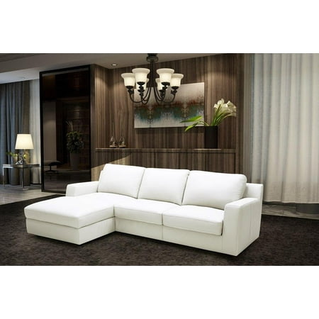 J M Alexis Modern White Premium Italian Leather Sectional J M Alexis Modern White Premium Italian Leather Sectional