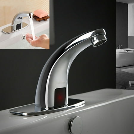 Solid Brass Tub (Deck Mount Solid Brass Auto Sensor Bathroom Sink Faucet with Automatic Sensor Chrome Bath Tub Faucet Unique Designer Vanity Tub)