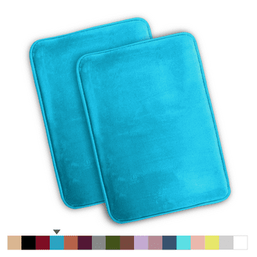 ComfiTime 2 Piece Bathroom Rugs Set – Thick Memory Foam, Non-Slip Bath Mat, Soft Plush Velvet Top, Ultra Absorbent, Small, Large & Long Rugs for Bathroom Floor, Caribbean Sea, 17*24, 2PCS